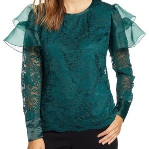 Rachel Parcell Teal Lace Blouse